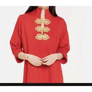 NEW HOLLY SHAE DESIGN arden ponte tunic with frog closures in red